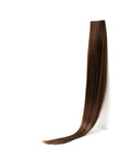 Brown straight hair extension on white background, Prolonged Hair raw extension